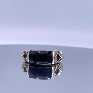 Vintage Sterling Silver and Enamel Ring with CZ Accents